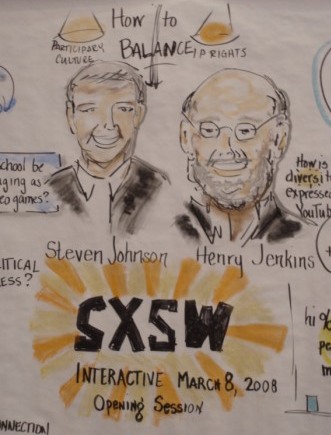 An artist's impression of the Opening Remarks session at SXSWi